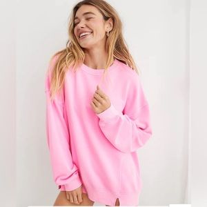 NWT! Aerie The Chill Crew Sweatshirt. Bright pink color in size XXS.